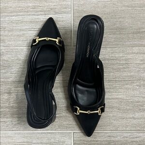 BCBGeneration Black Mules with Gold Detail